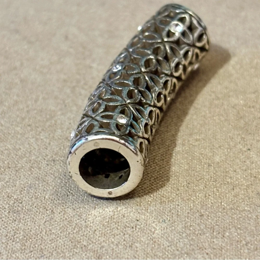 Brighton Lattice Flower Long bead Pierced floral design Silver w Crystal accents